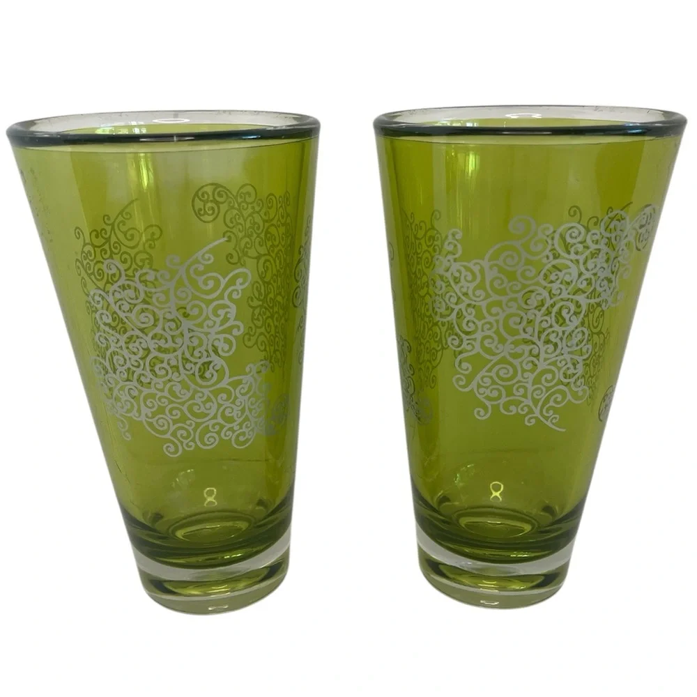 Starbucks Green Highball Tumbler Filigree Baroque Rococo 2003 Collectible 20oz